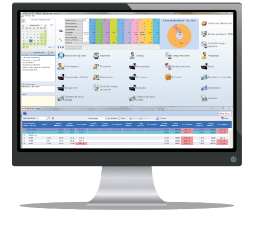 Infographie ecran PC avec profil utilisateur logiciel Erp Micgest